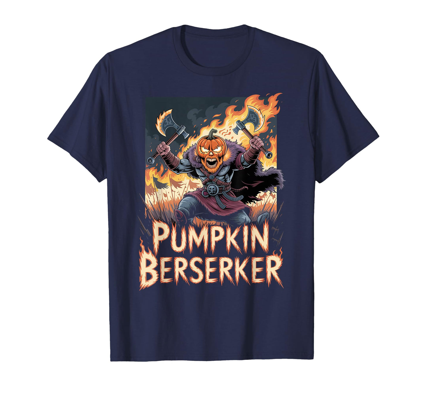 Pumpkin Warrior - Halloween Norse Mythology Berserker Viking T-Shirt