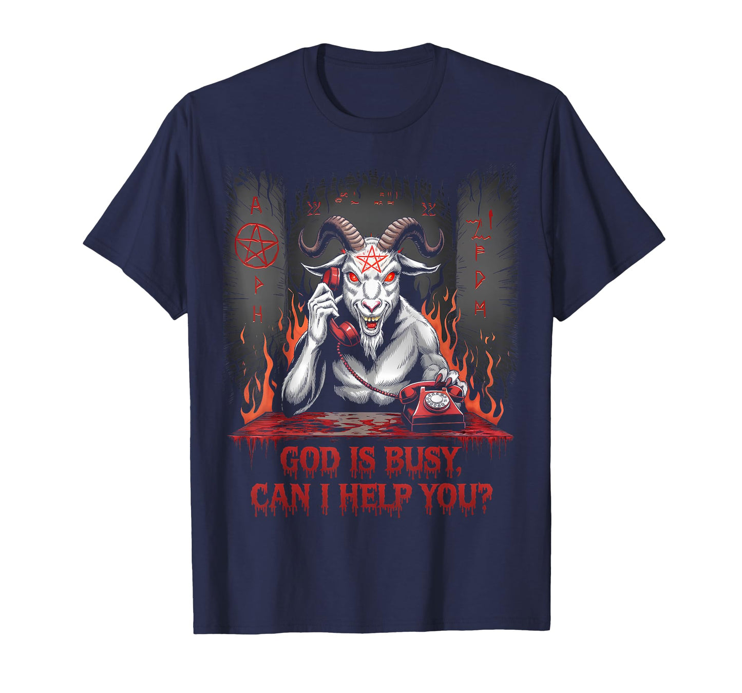 Satanic Goat Office Demon Occult Funny Sarcastic T-Shirt