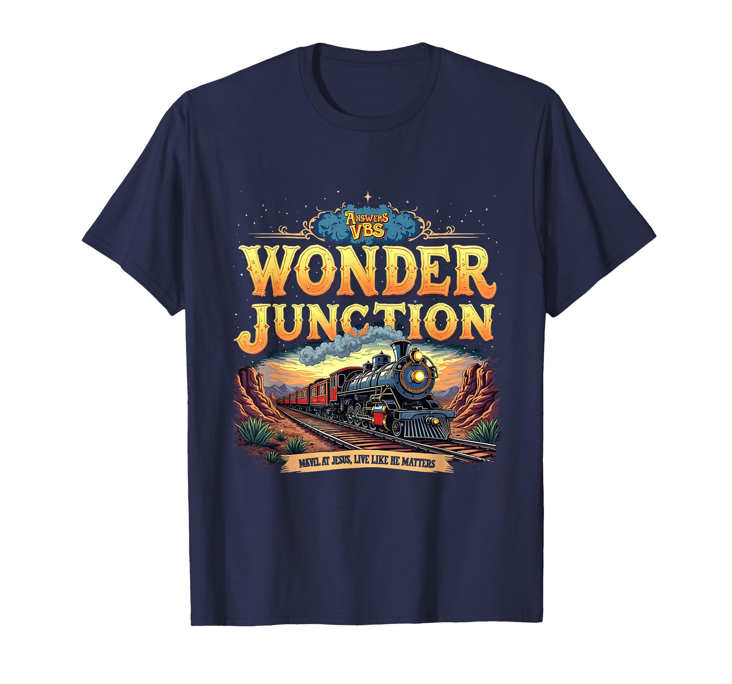 Vintage Wonder Junction VBS Train Theme Christian Design T-Shirt