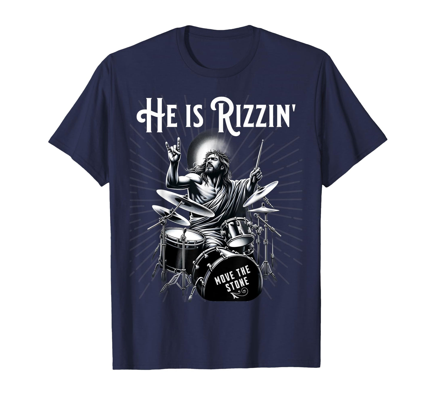 Percussion Drum Funny Rizz He is Rizzin Jesus Drumming T-Shirt