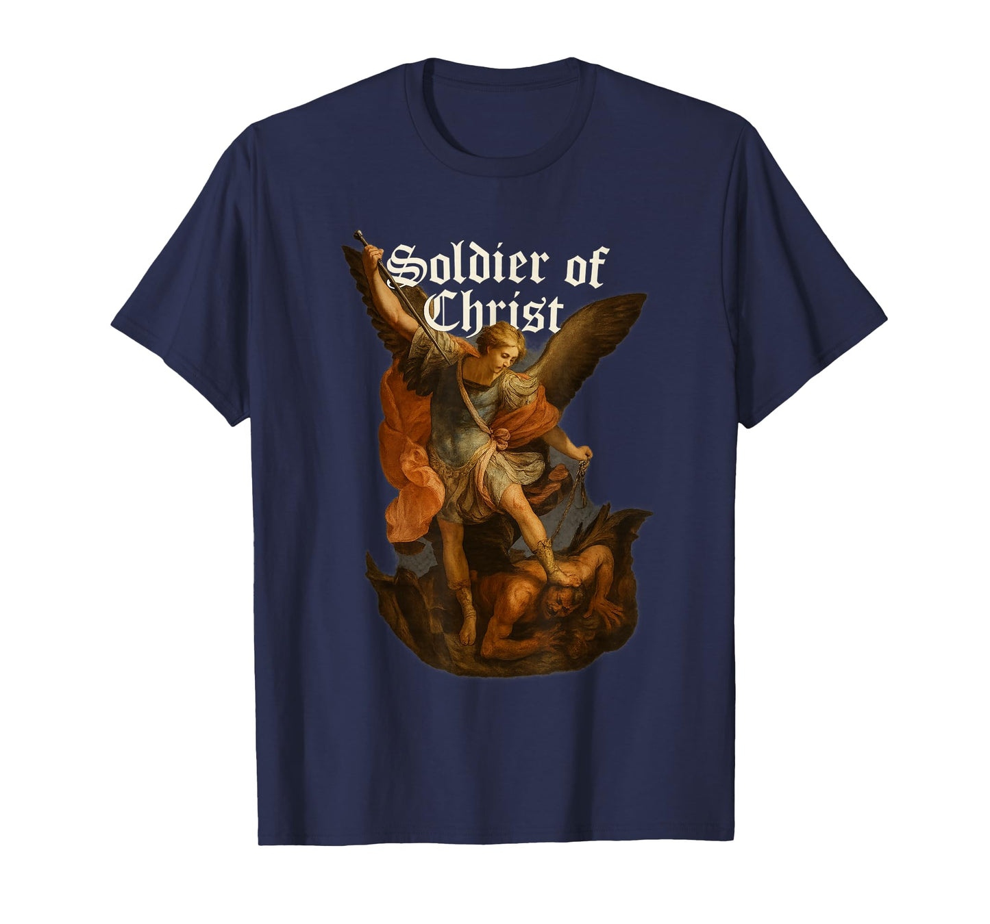 Archangel Michael Defeats Satan - Soldier of Christ T-Shirt