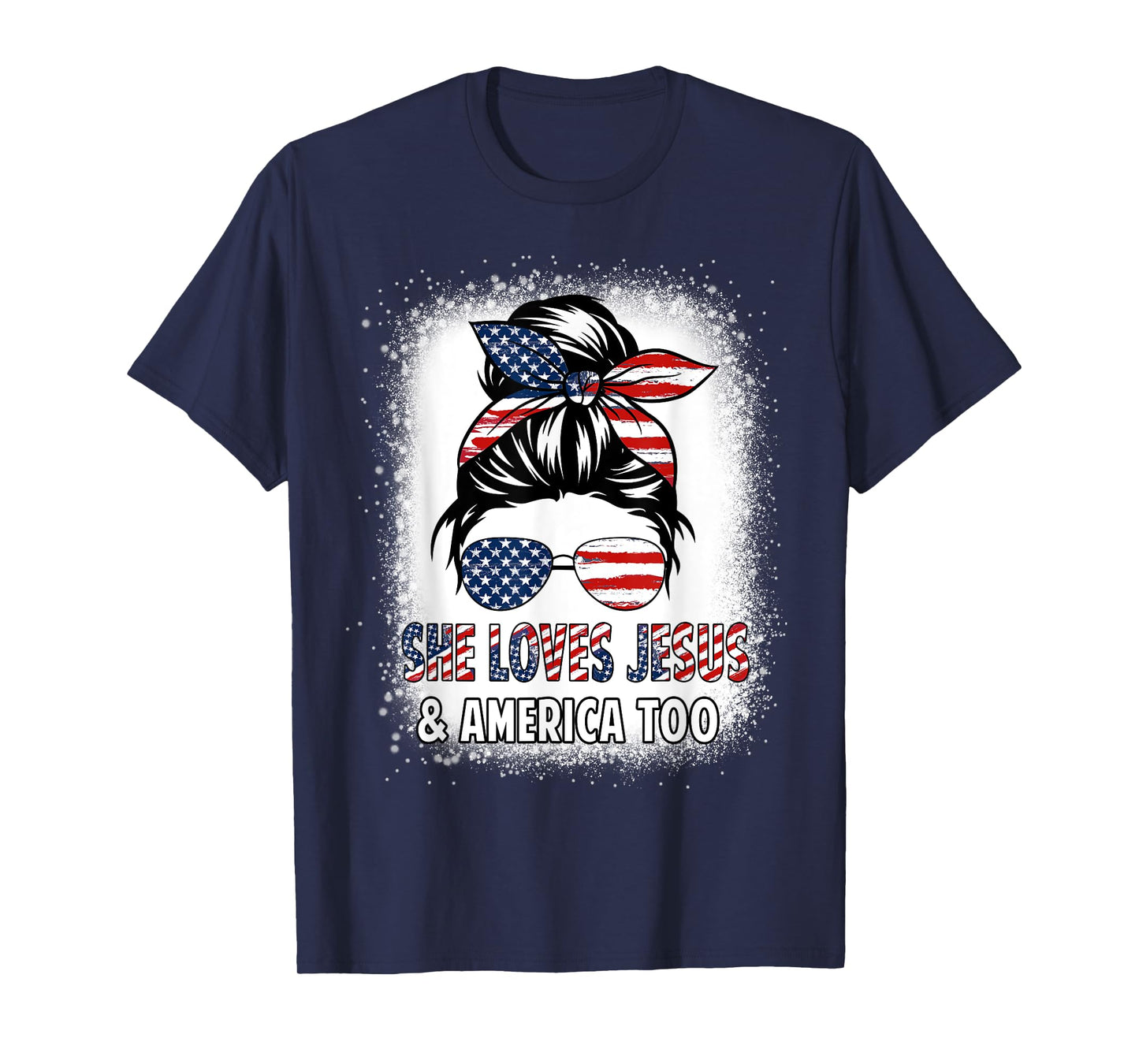 American Flag She Loves Jesus & America Too Christian Girl T-Shirt