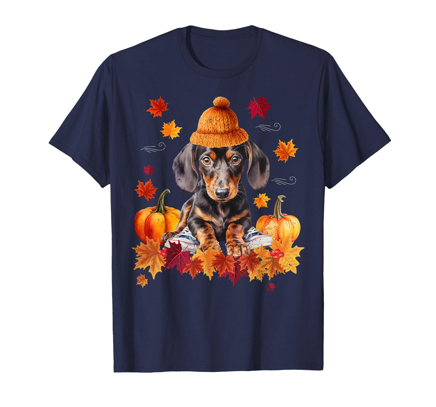 Dachshund Hello Autumn Leaf Fall For Dog Lover Men Women Girls Kids T-Shirt