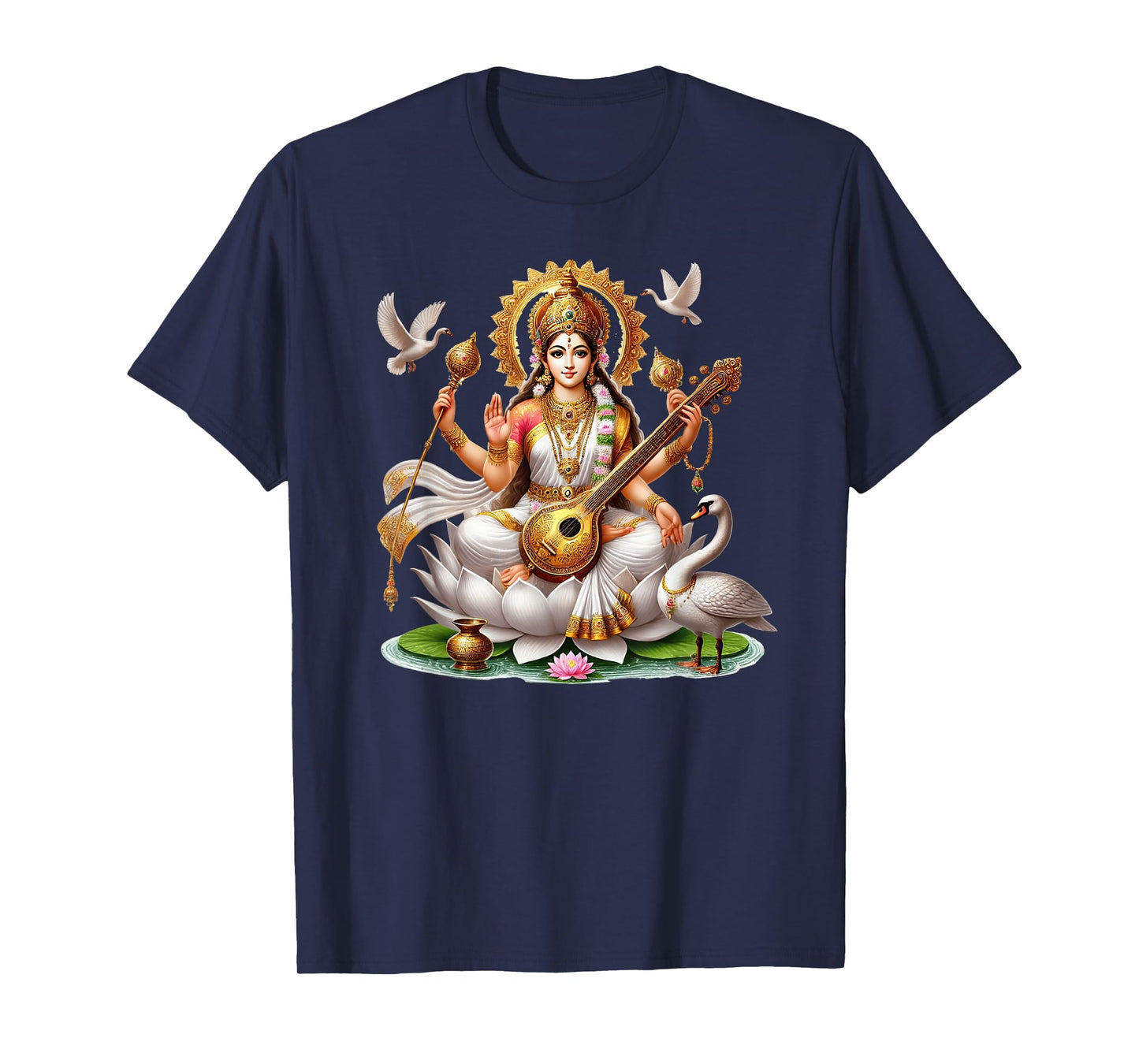 Saraswati on Lotus: Goddess of Wisdom, Purity and Arts T-Shirt