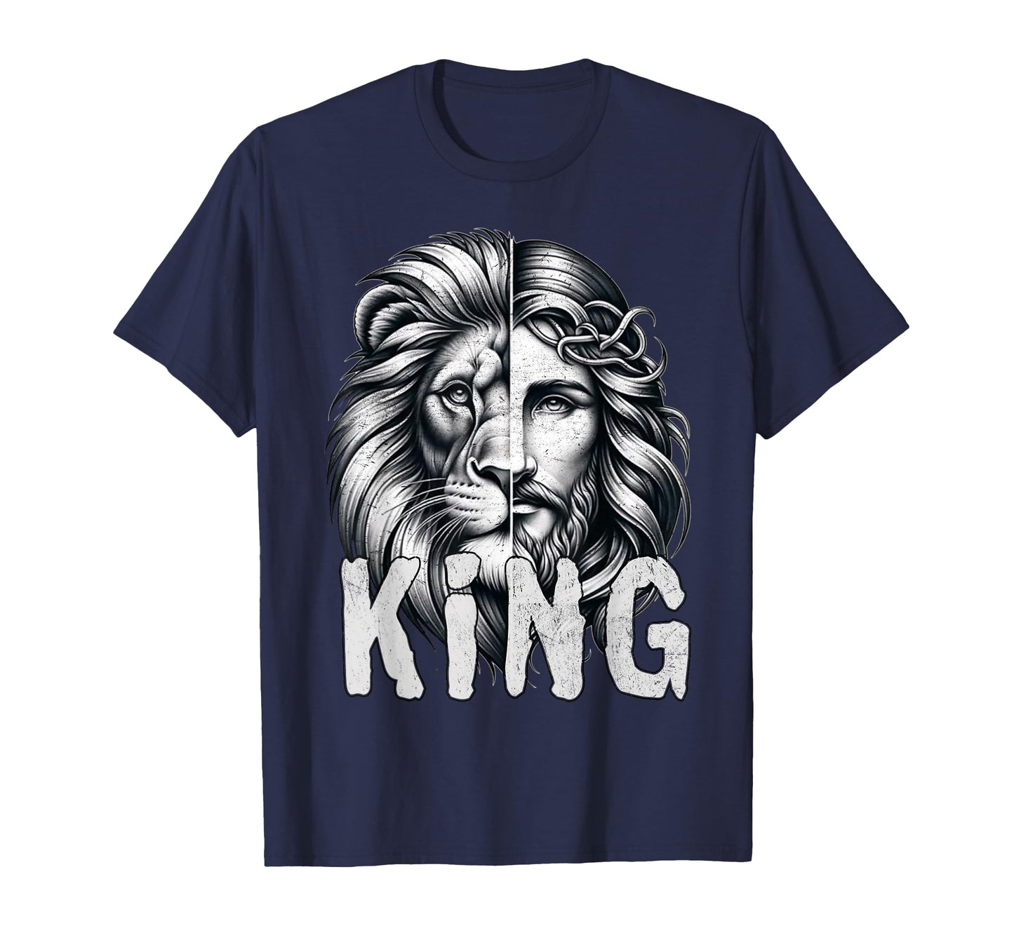 Lion and Jesus King Christian Faith Design T-Shirt