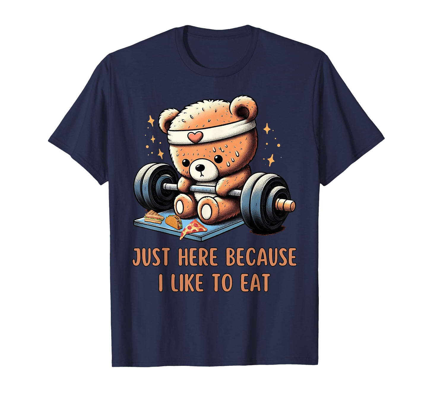 Funny Animal Teddy Bear Lifting Weights Gym Foodie Quotes T-Shirt