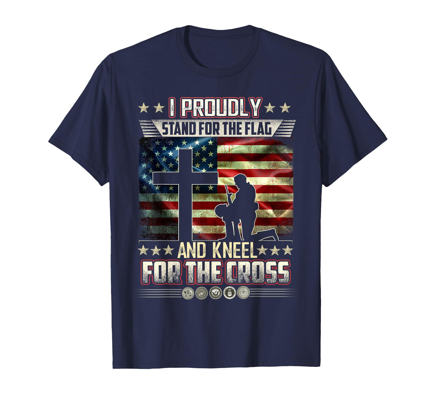 I Stand For The Flag And Kneel For The Cross US Flag Veteran T-Shirt