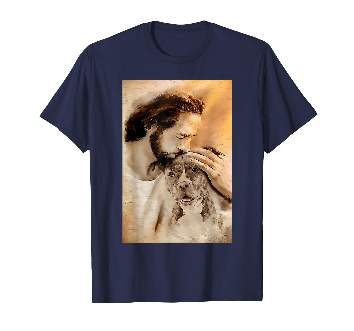 Funny Jesus With Lovely Pitbull For Pitbull Lover T-Shirt