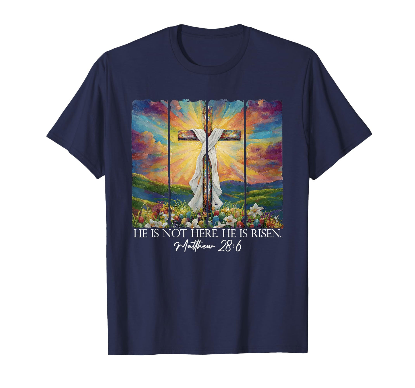 He Is Risen Christian Wildflower Happy Easter Women Girls T-Shirt