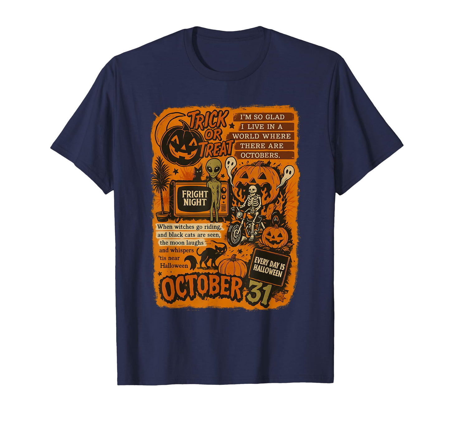 Vintage Halloween Art Quote Collage October 31 T-Shirt