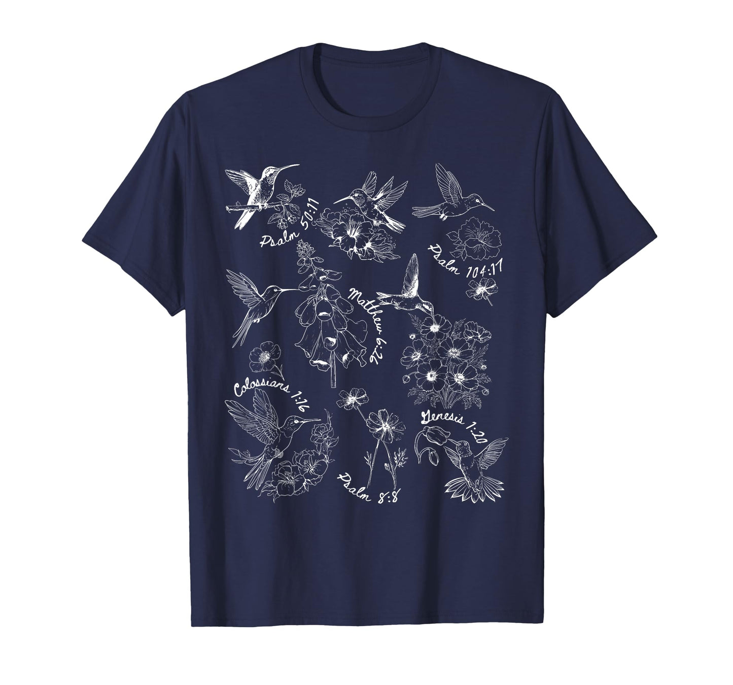 Hummingbird Botanical Bible Verse Christian Nature Lovers T-Shirt
