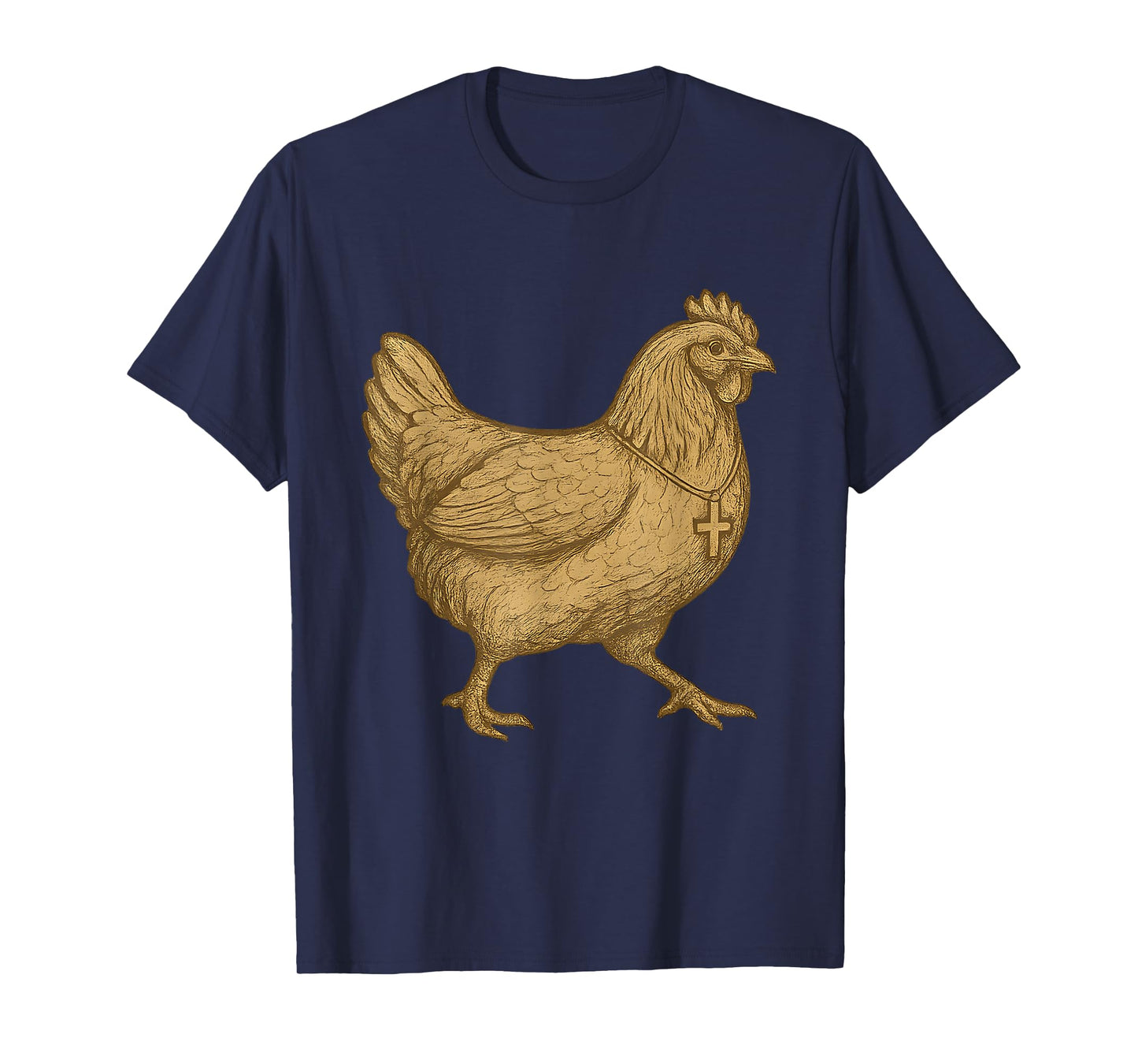 Vintage Christian Chicken Wearing Cross Farmer Faith Based T-Shirt