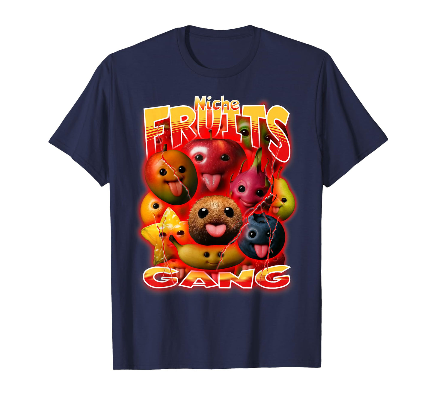 Funny Silly AI Fruits gen z Meme BrainRot Niche Fruits Gang T-Shirt