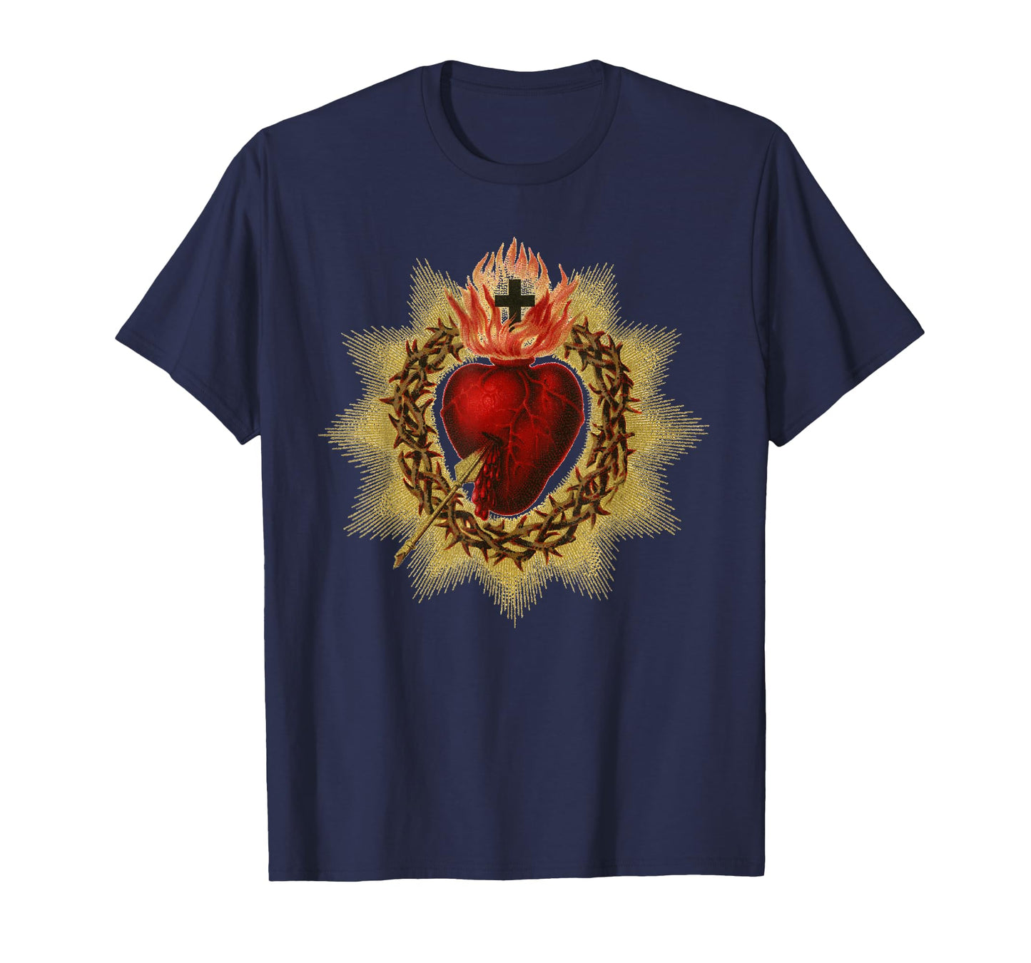 Catholic T Shirt - Sacred Heart in Crown of Thorns T-Shirt