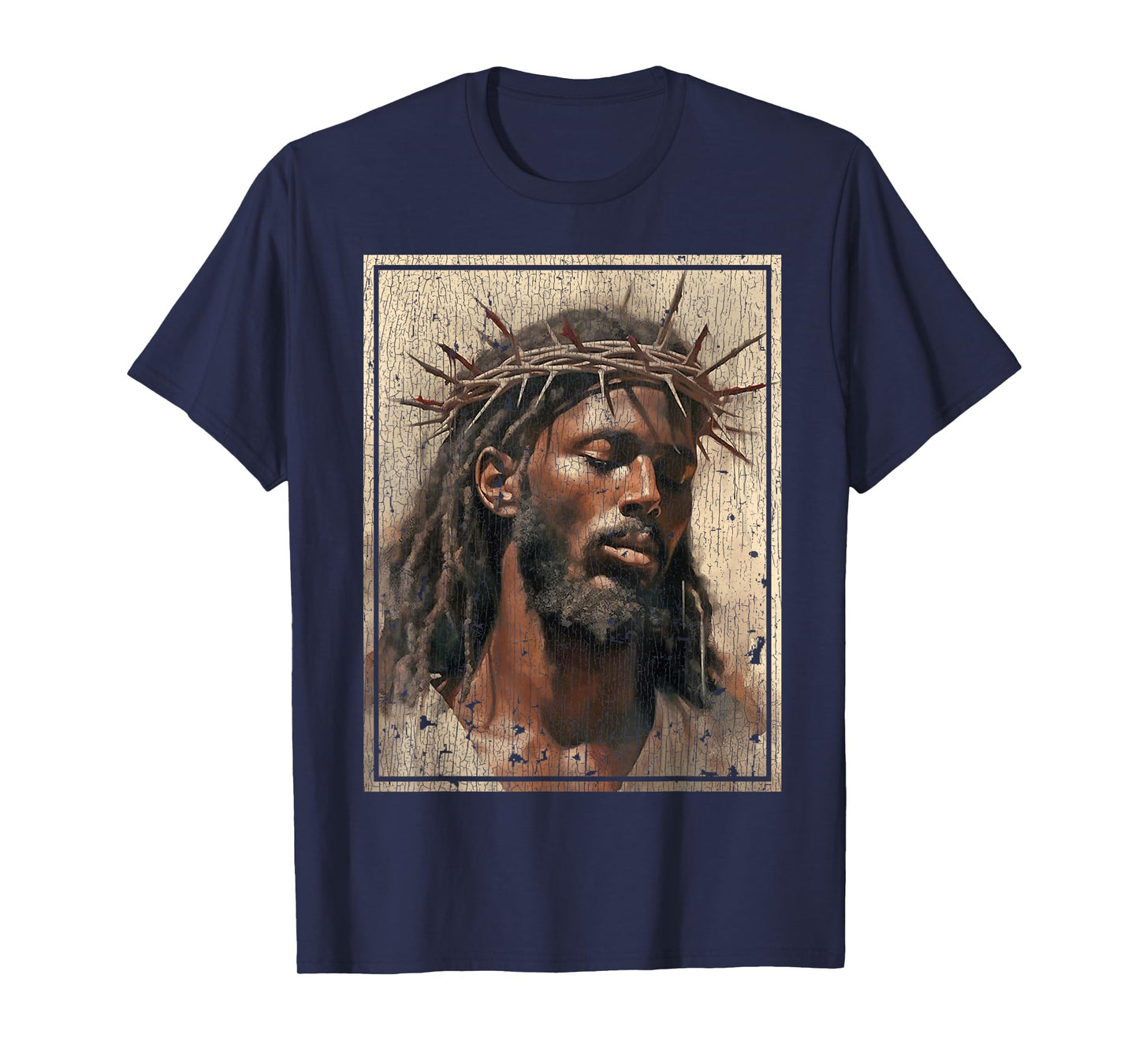 Black Jesus Shirt Face Of Jesus Cross With Crown Of Thorns T-Shirt