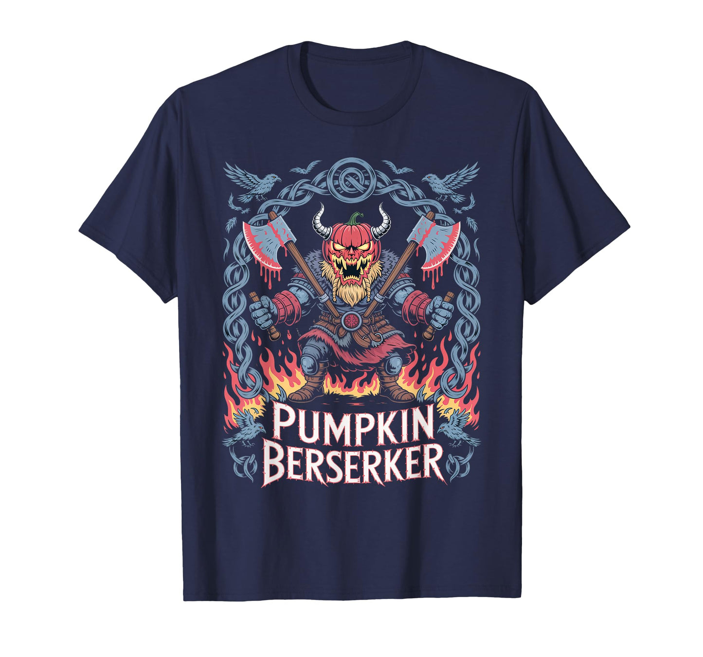 Norse Halloween Pumpkin Berserker Viking T-Shirt