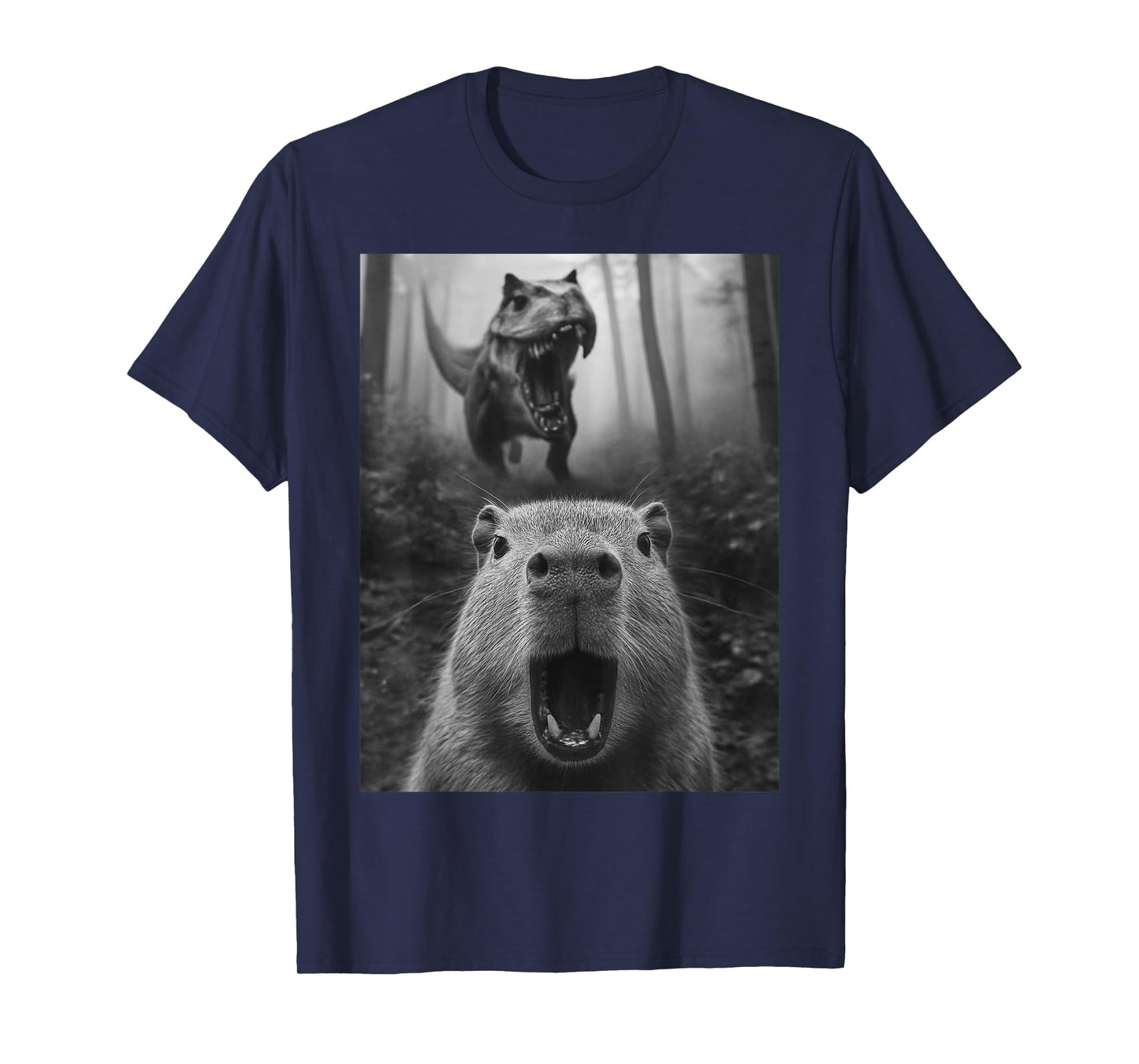 Capybara Capy TRex Dino Capybara Selfie With T-Rex Dinosaur T-Shirt