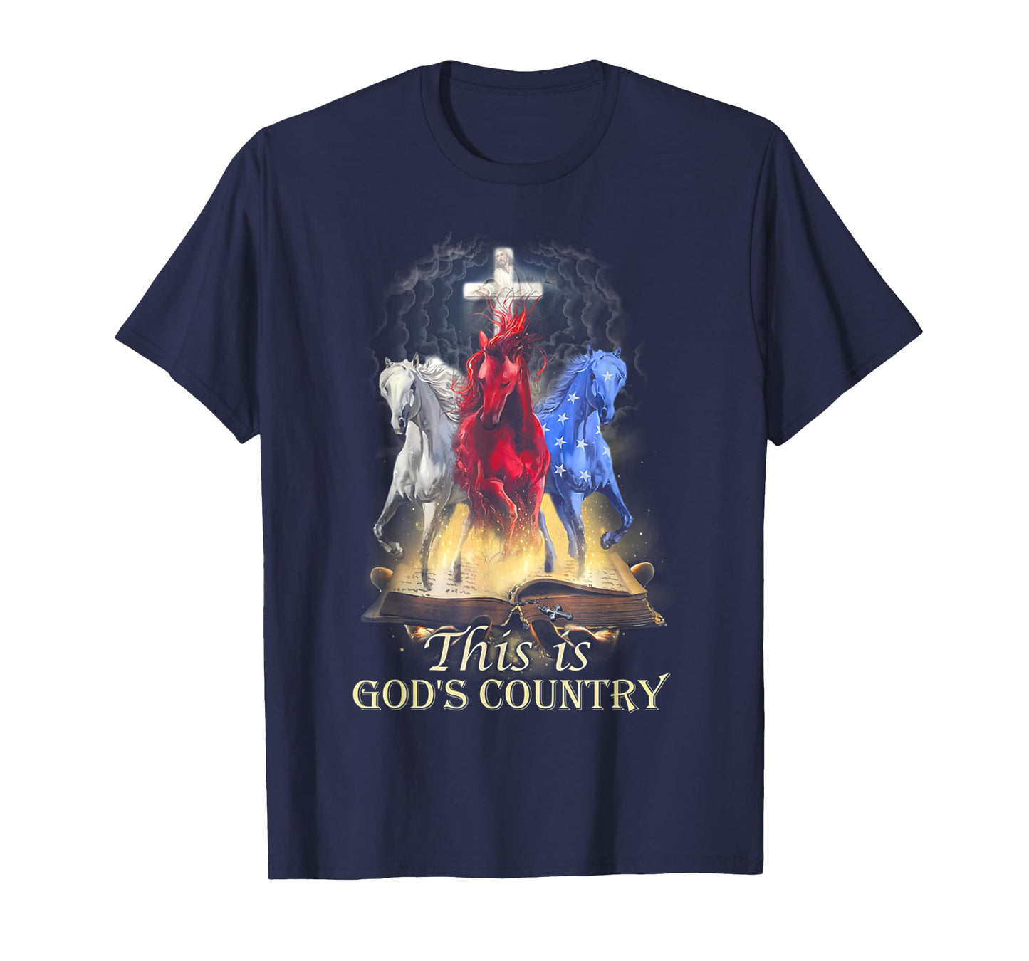 Cool Horses Running In Halo Of Bible This Is God‘s Country T-Shirt