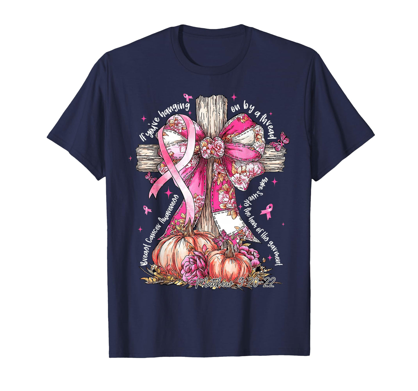 Jesus Pink Bow Cross Breast Cancer Faith Hope Strength T-Shirt