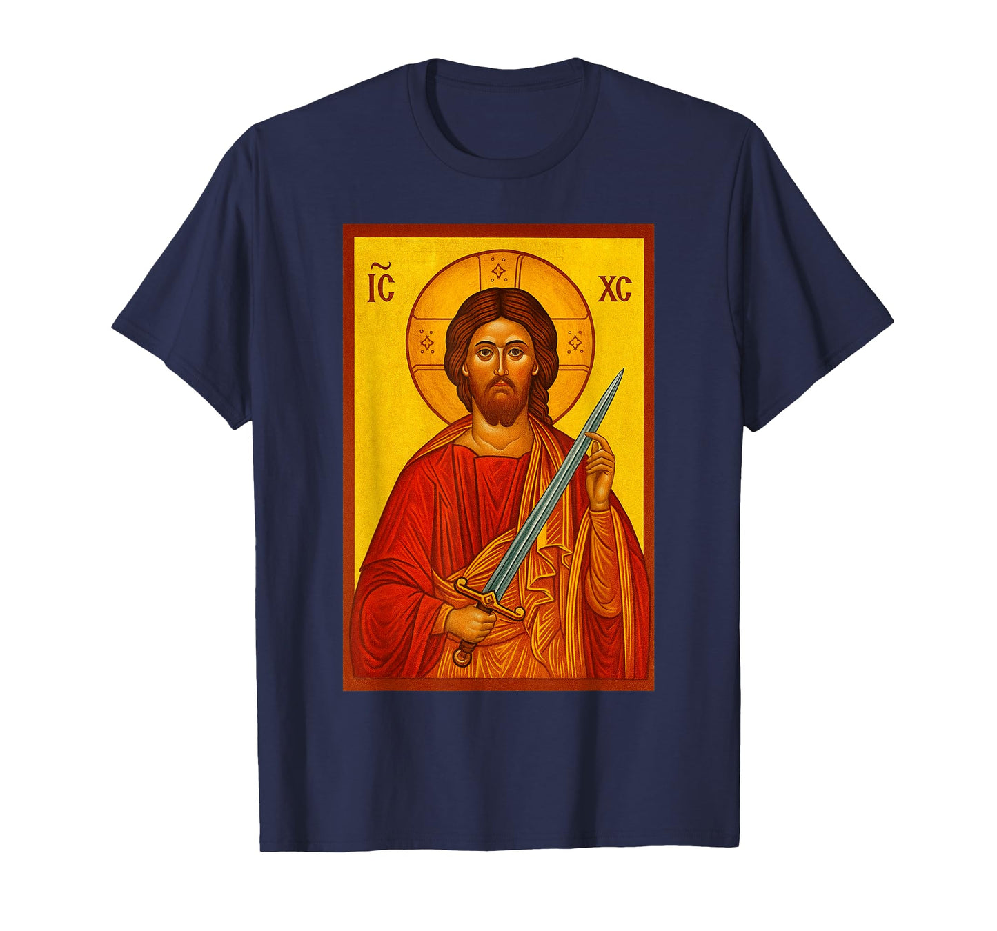 Jesus With A Sword - Christian Orthodox Icon T-Shirt