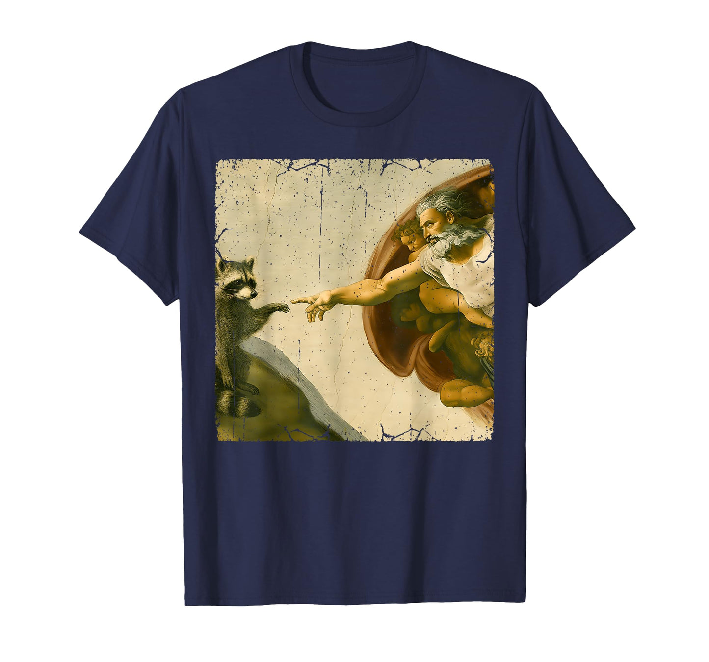 Raccoon God Creation of Adam Meme Funny Memes T-Shirt