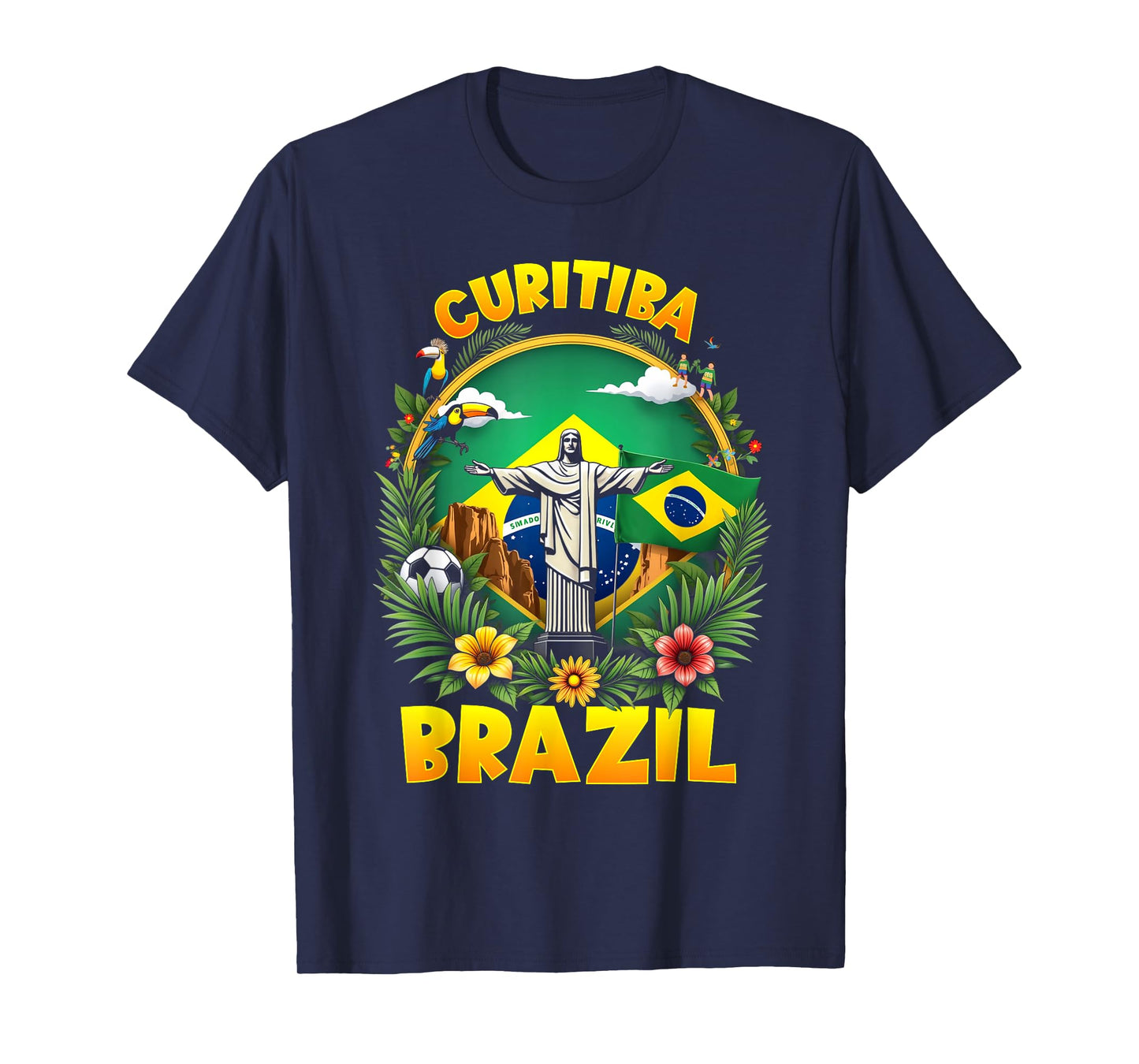 Curitiba Brazil Christ The Redeemer Brazilian Flag T-Shirt