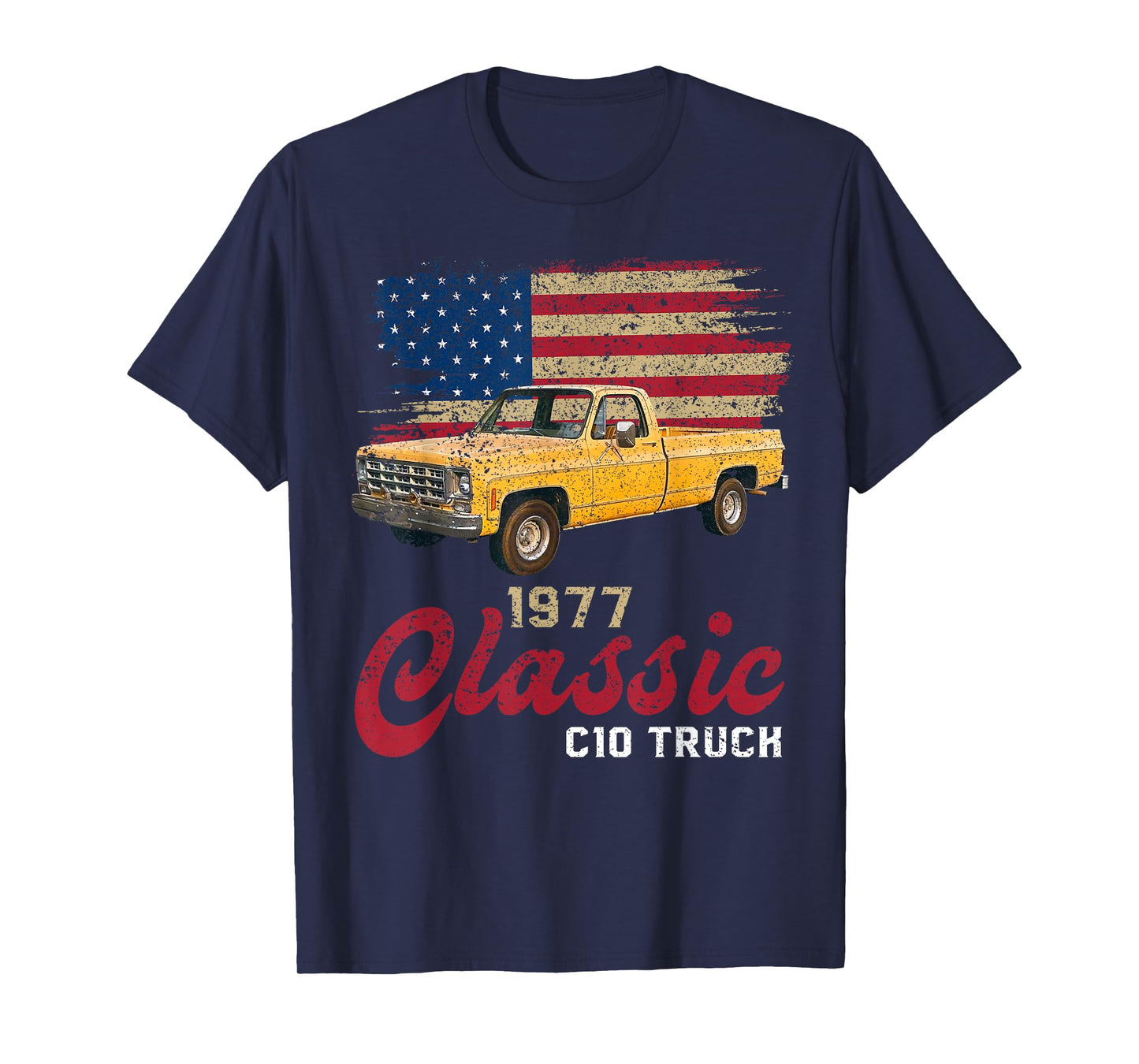 1977 77 c10 truck American Flag T-Shirt
