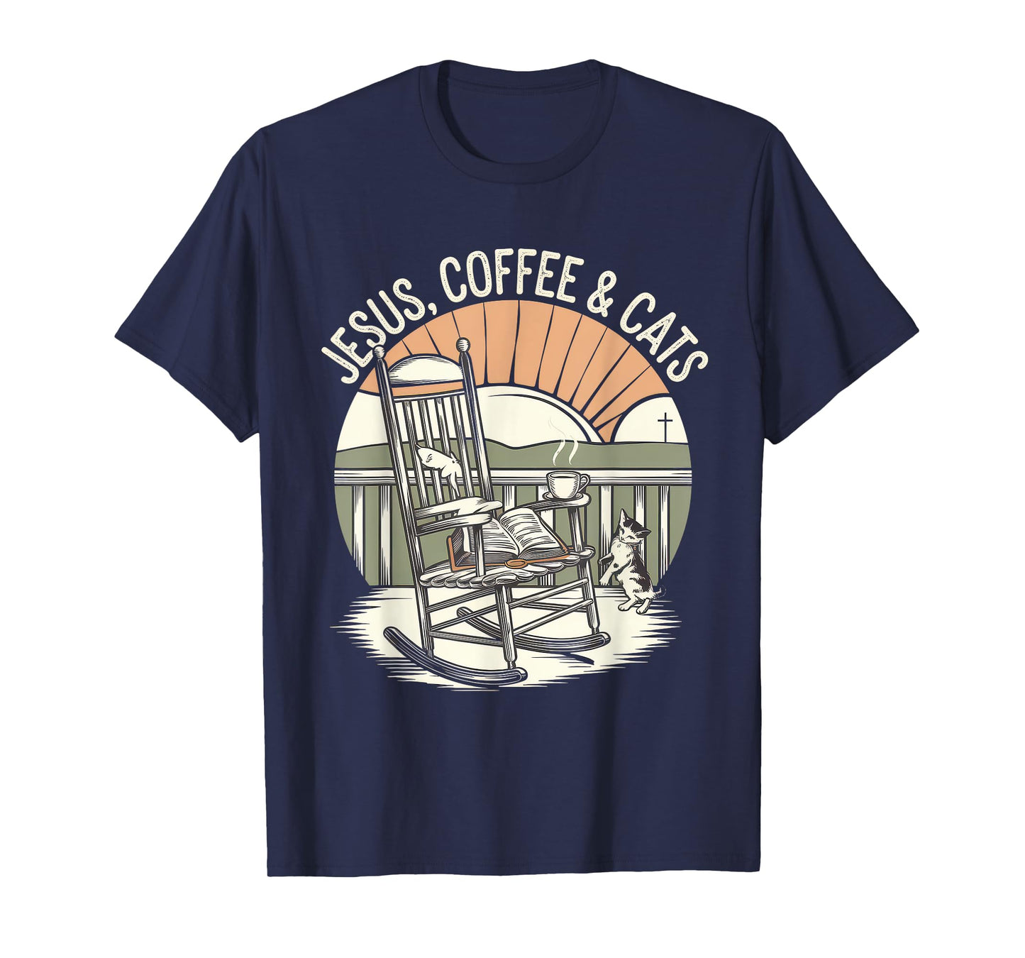 Jesus Coffee Cats Funny Cute Design Jesus Lovers Christian T-Shirt