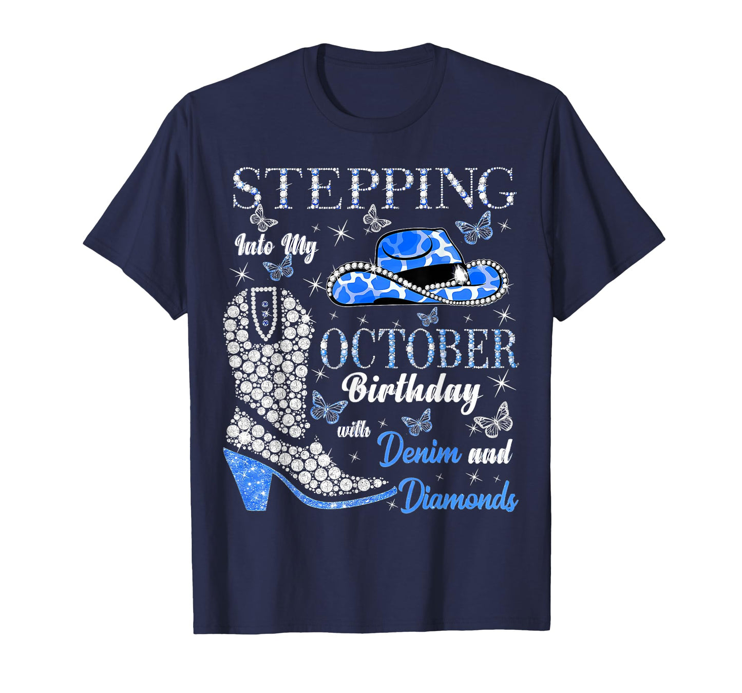 Women Stepping Into My October Birthday with God Grace Mercy T-Shirt