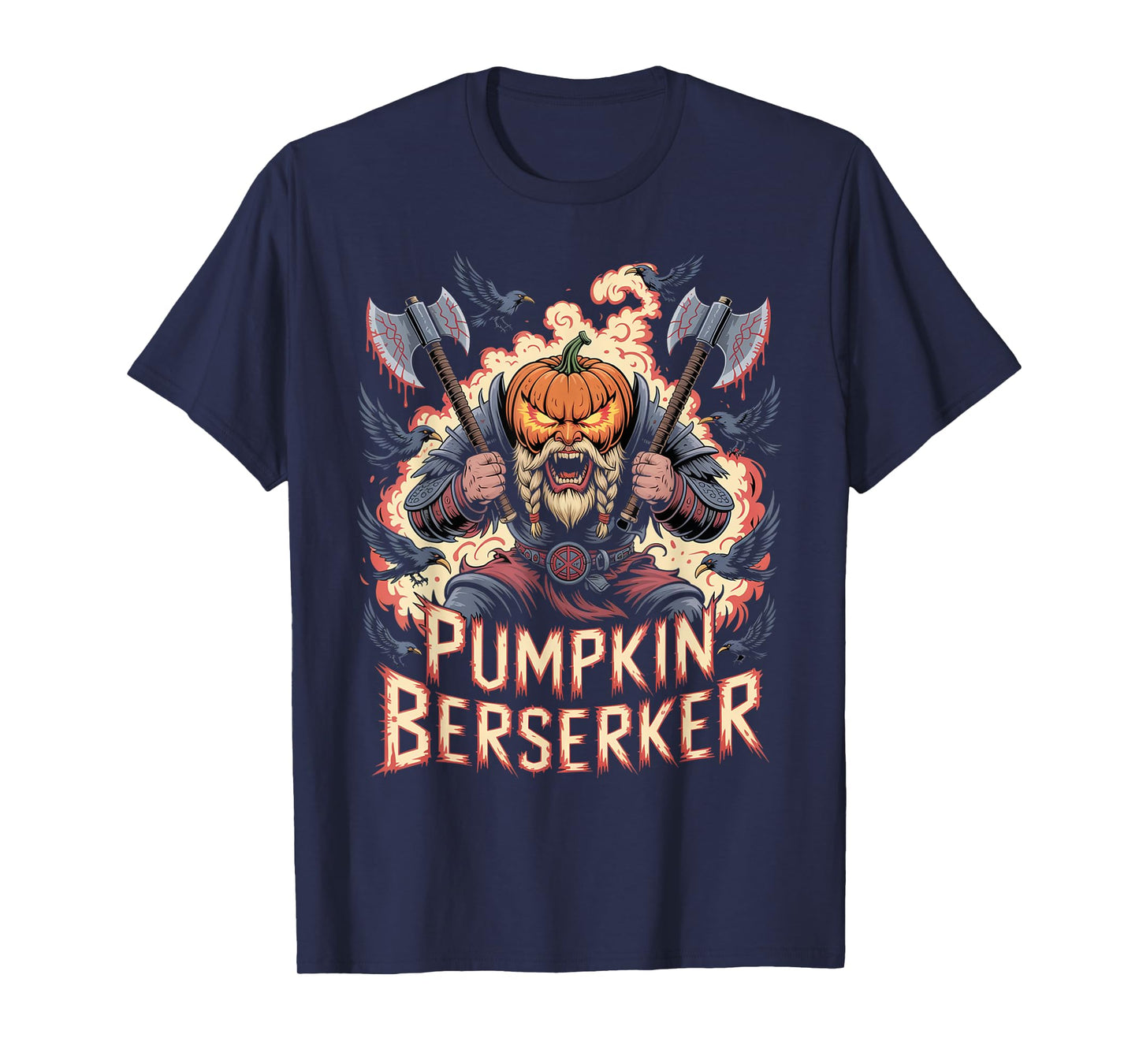 Norse Mythology Halloween - Pumpkin Viking Berserker T-Shirt