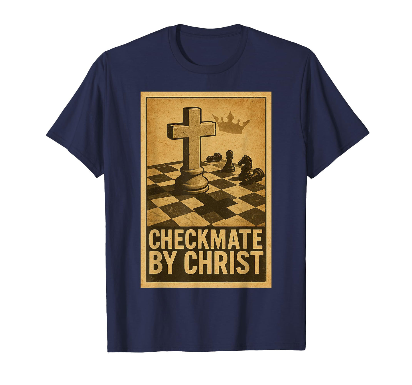 Checkmate by Christ Vintage Christian Chess Poster T-Shirt