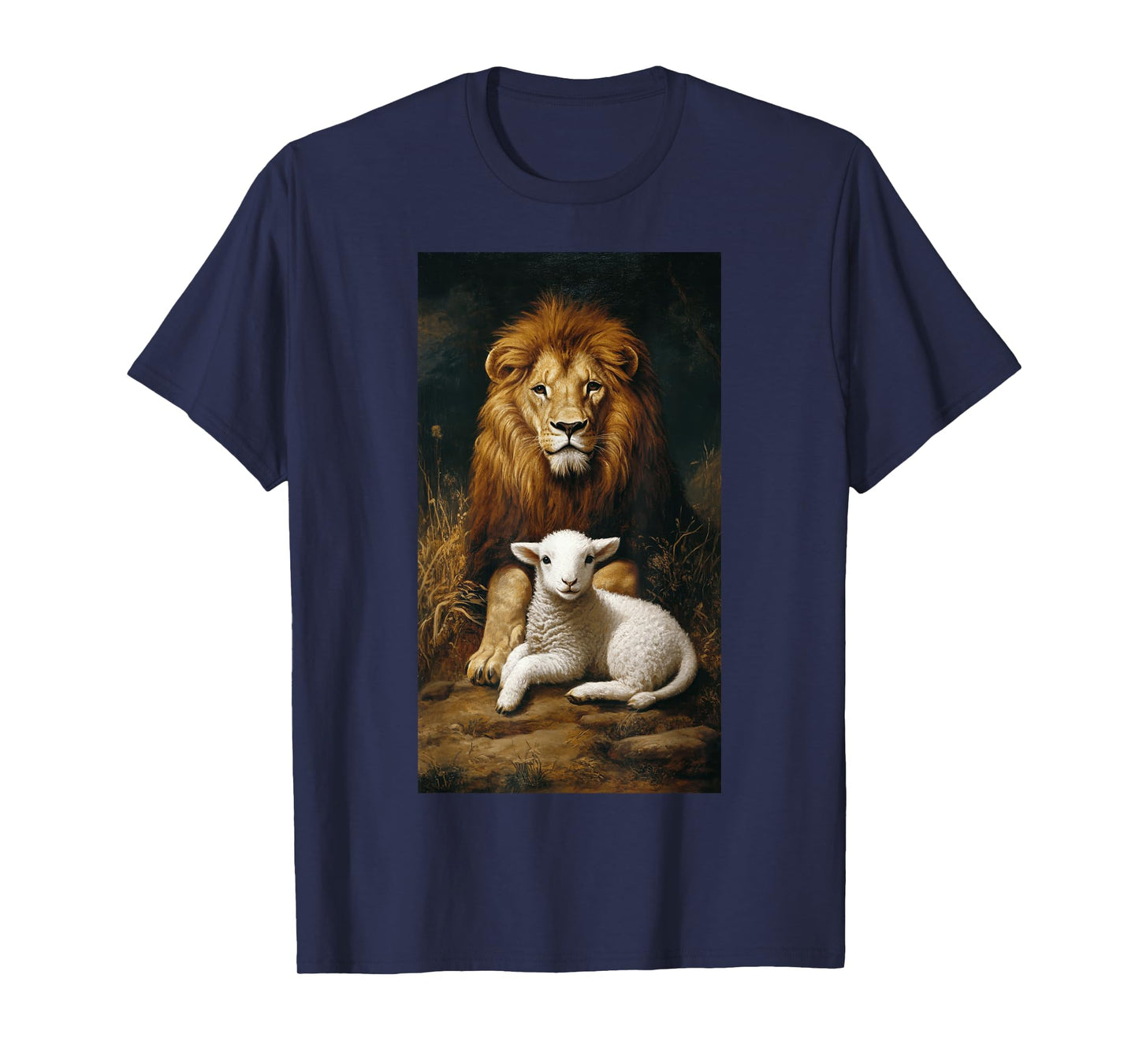 Wildlife Nature Animal lover Biblical themes Christianity Lamb Lion Together Peace Strength T-Shirt