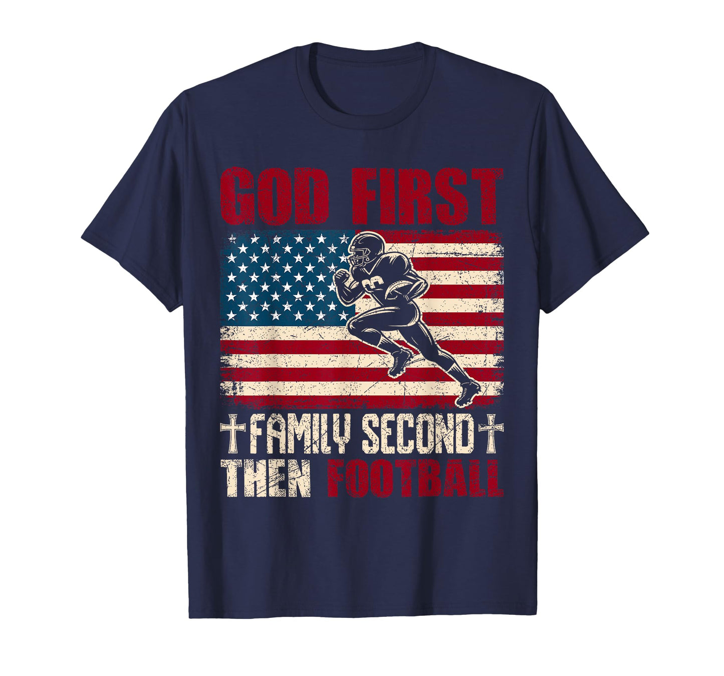 God First Family Second Then Football Christian Sports Fan T-Shirt