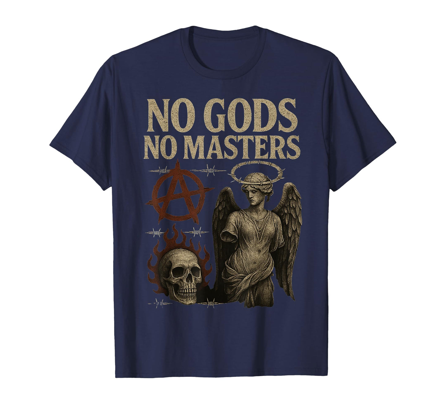 No Gods No Masters Bold Rebel Punk Gothic T-Shirt