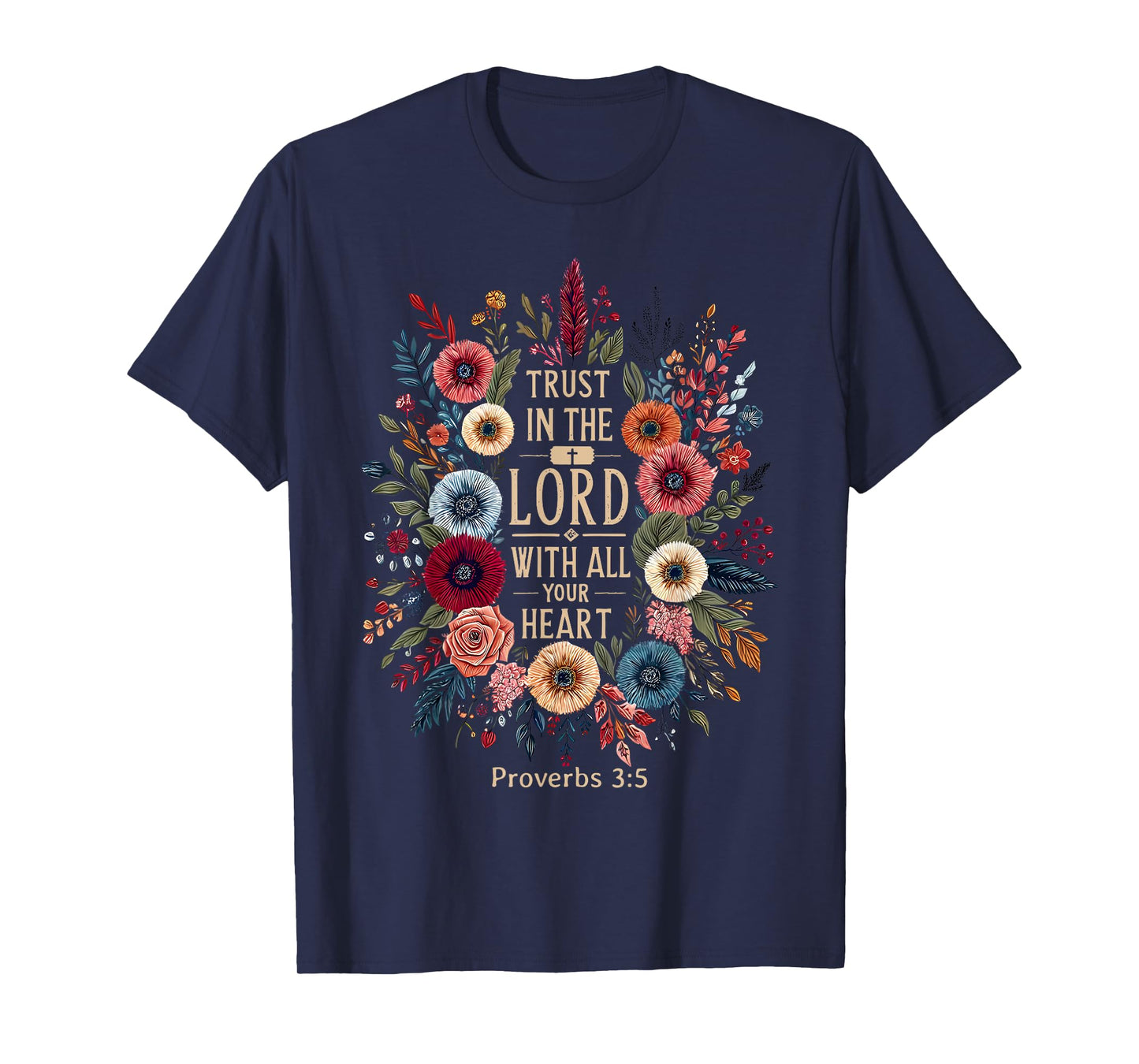 Trust in The Lord Religious Retro Floral Christian Faith T-Shirt