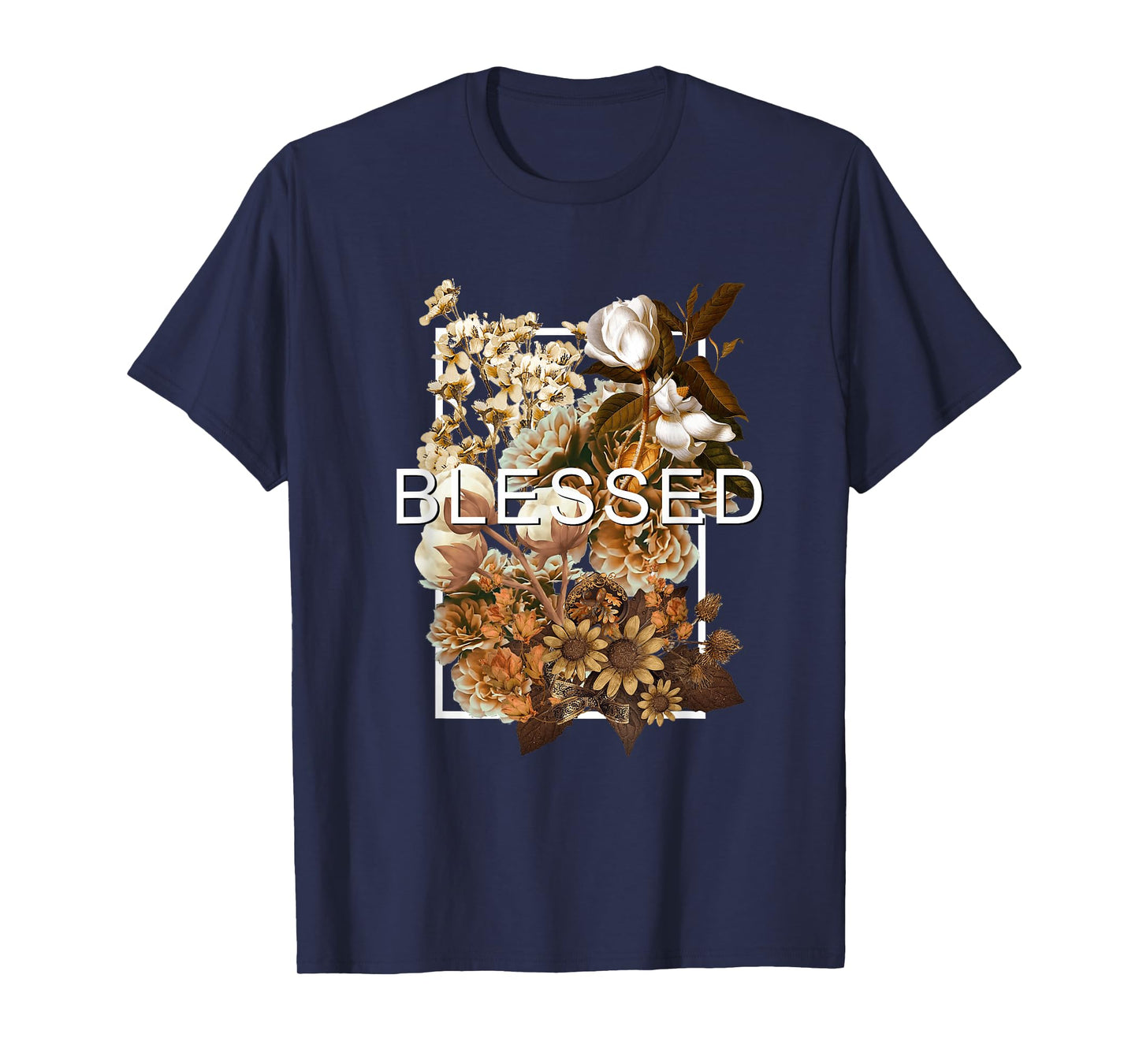 Brown Blessed & Blooming Brown Color Graphic T-Shirt