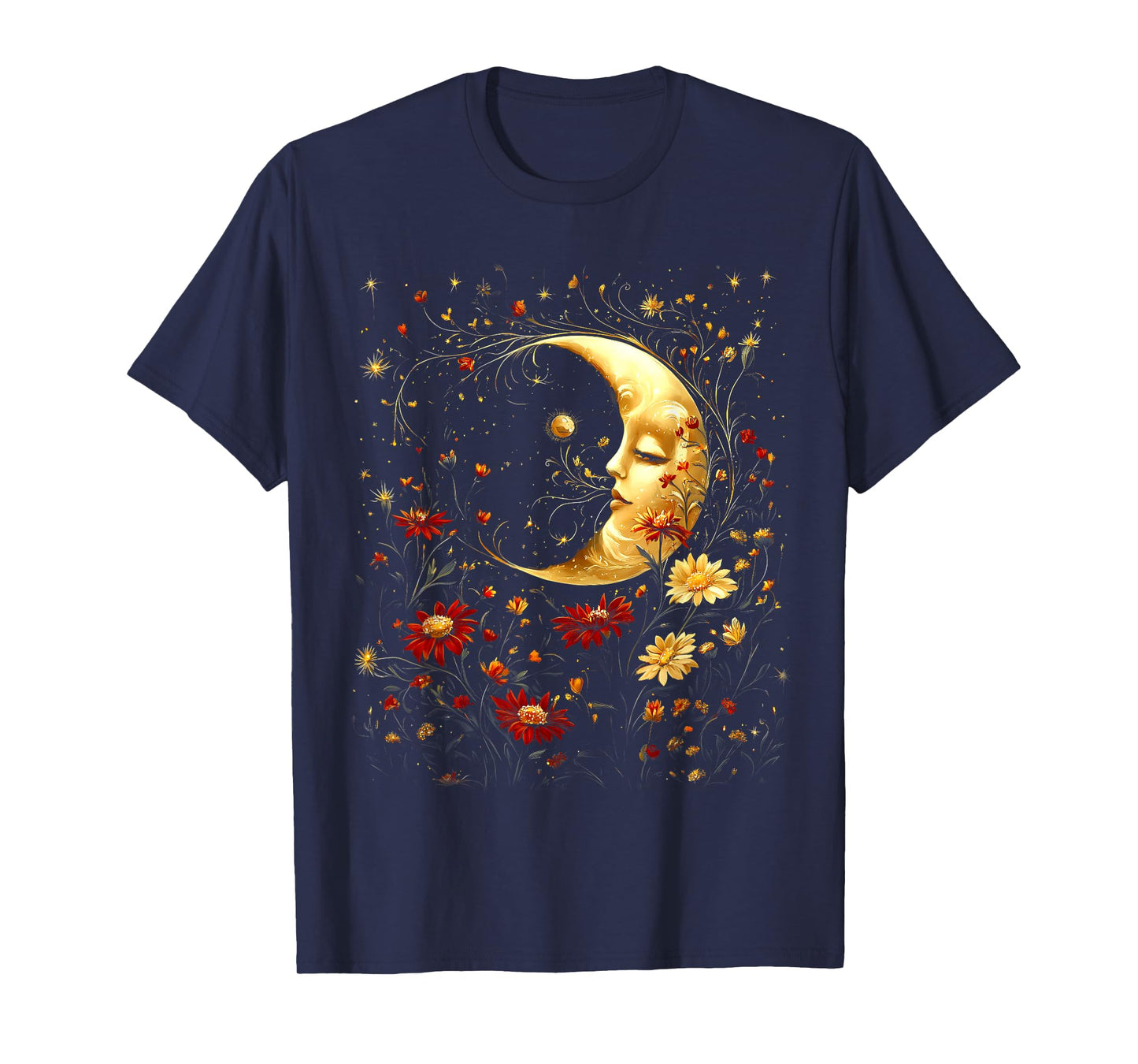 Boho Moon Wildflowers Summer Night Women Teen Girls Youth T-Shirt