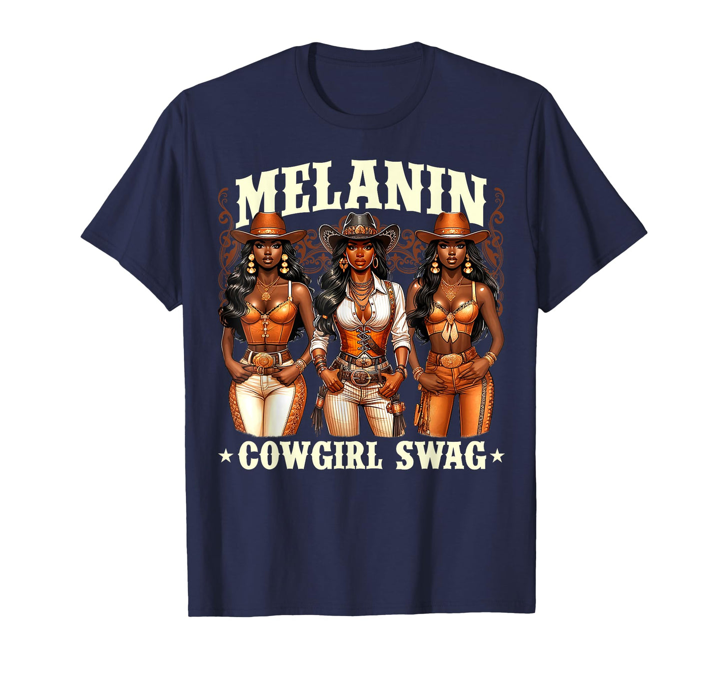 Melanin Cowgirls African Melanin Cowgirl Swag Black History T-Shirt