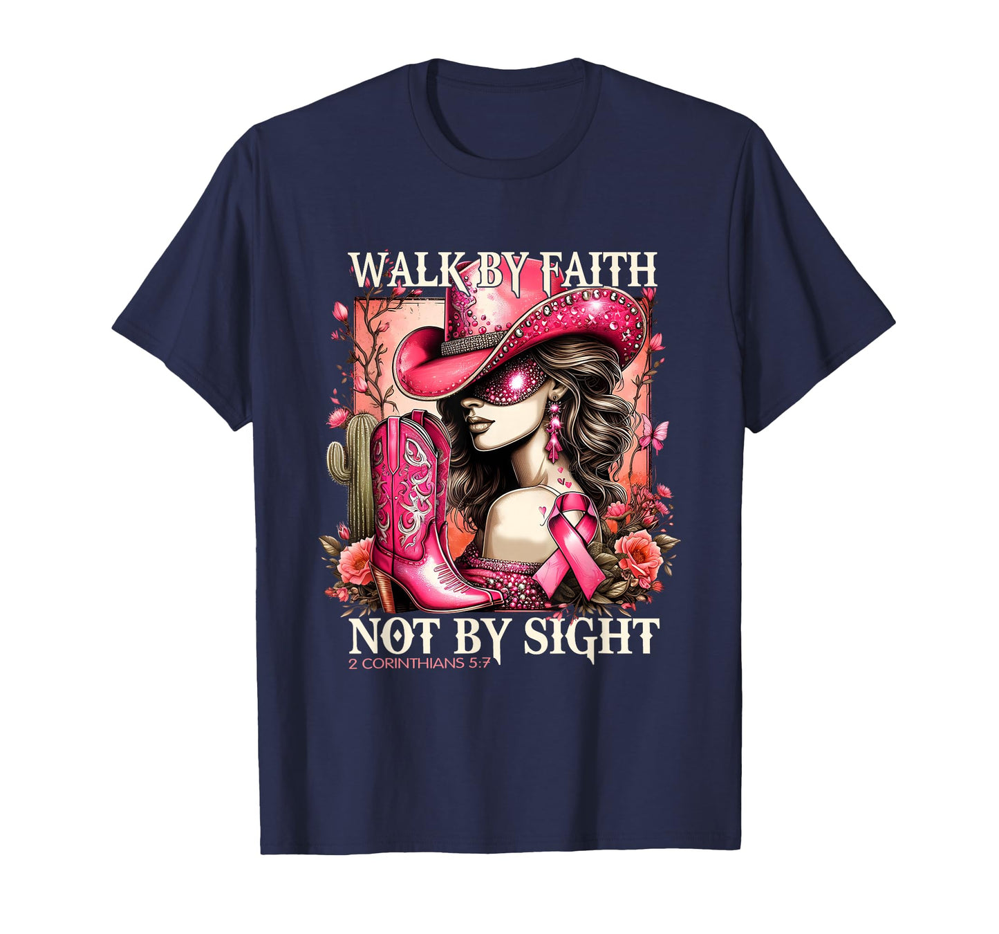 Walk by Faith Breast Cancer Awareness Cowgirl T-Shirt