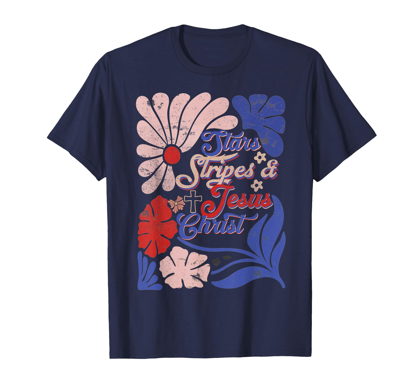 Boho Christian 4th of July Stars Stripe And Jesus Christ T-Shirt