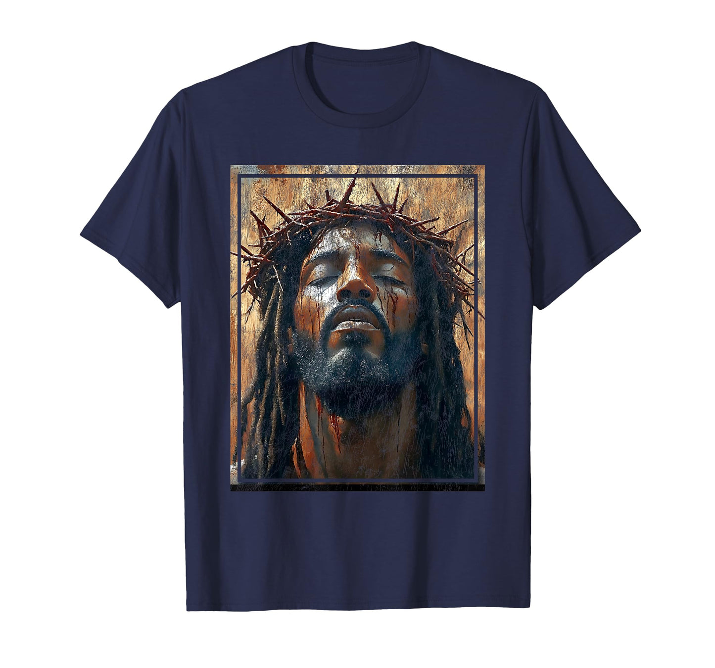 Black Jesus Face Of Jesus Cross With Crown Of Thorns T-Shirt