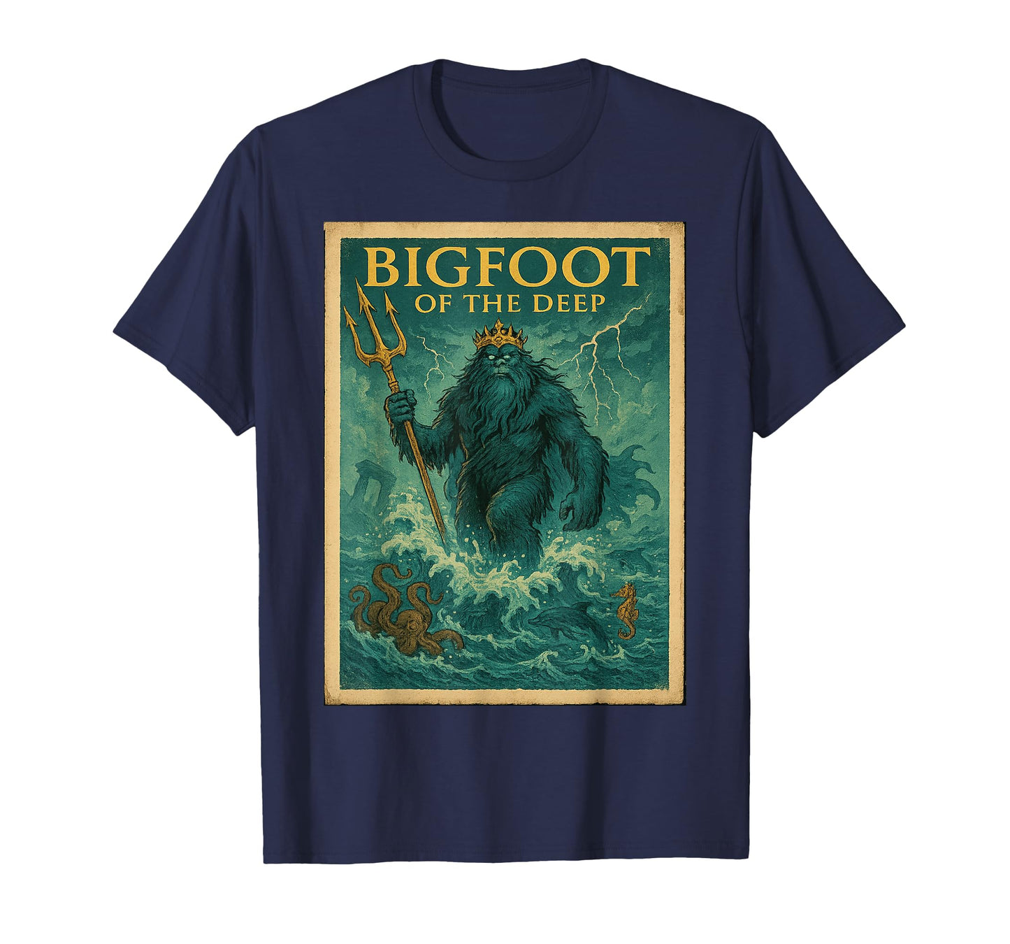 Bigfoot Poseidon Shirt | Sea God Cryptid T-Shirt