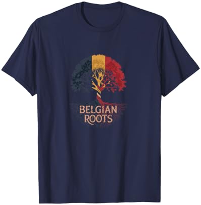 Belgian Roots - Belgium Flag Colors Family Tree Souvenir T-Shirt - T-Shirt | Navy