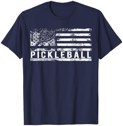 US Flag Pickleball American Pickleball Player T-Shirt - T-Shirt | Navy