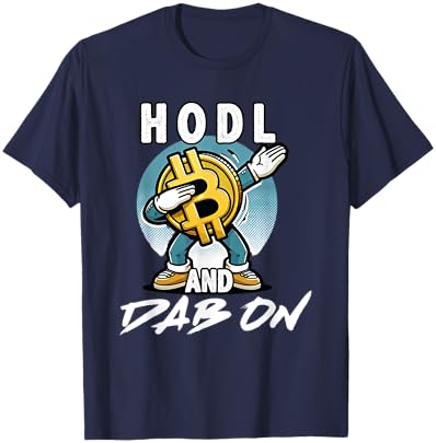 "Hodl and dab on" bitcoin comic character for $BTC investors T-Shirt - T-Shirt | Navy