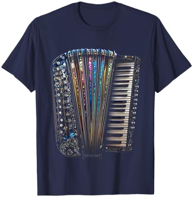 Accordion Music Instrument Motif Art Accordion T-Shirt - T-Shirt | Navy