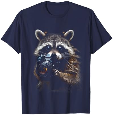 Camera Photographer Funny Animal Raccoon Photography T-Shirt - T-Shirt | Navy