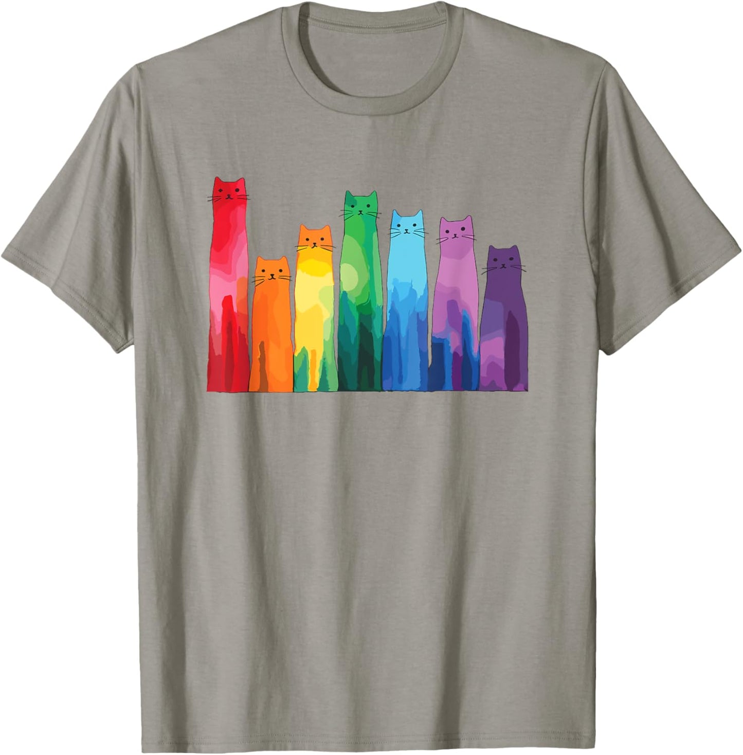 Cats Vibrant Colorful Art Rainbow Cat Lovers T-Shirt - T-Shirt | Sand