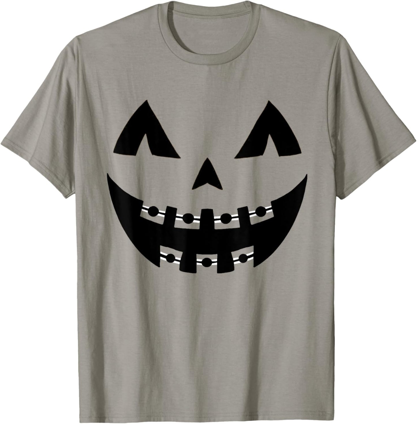 Halloween Jack O Lantern Face Pumpkin Braces Orthodontics T-Shirt - T-Shirt | Sand