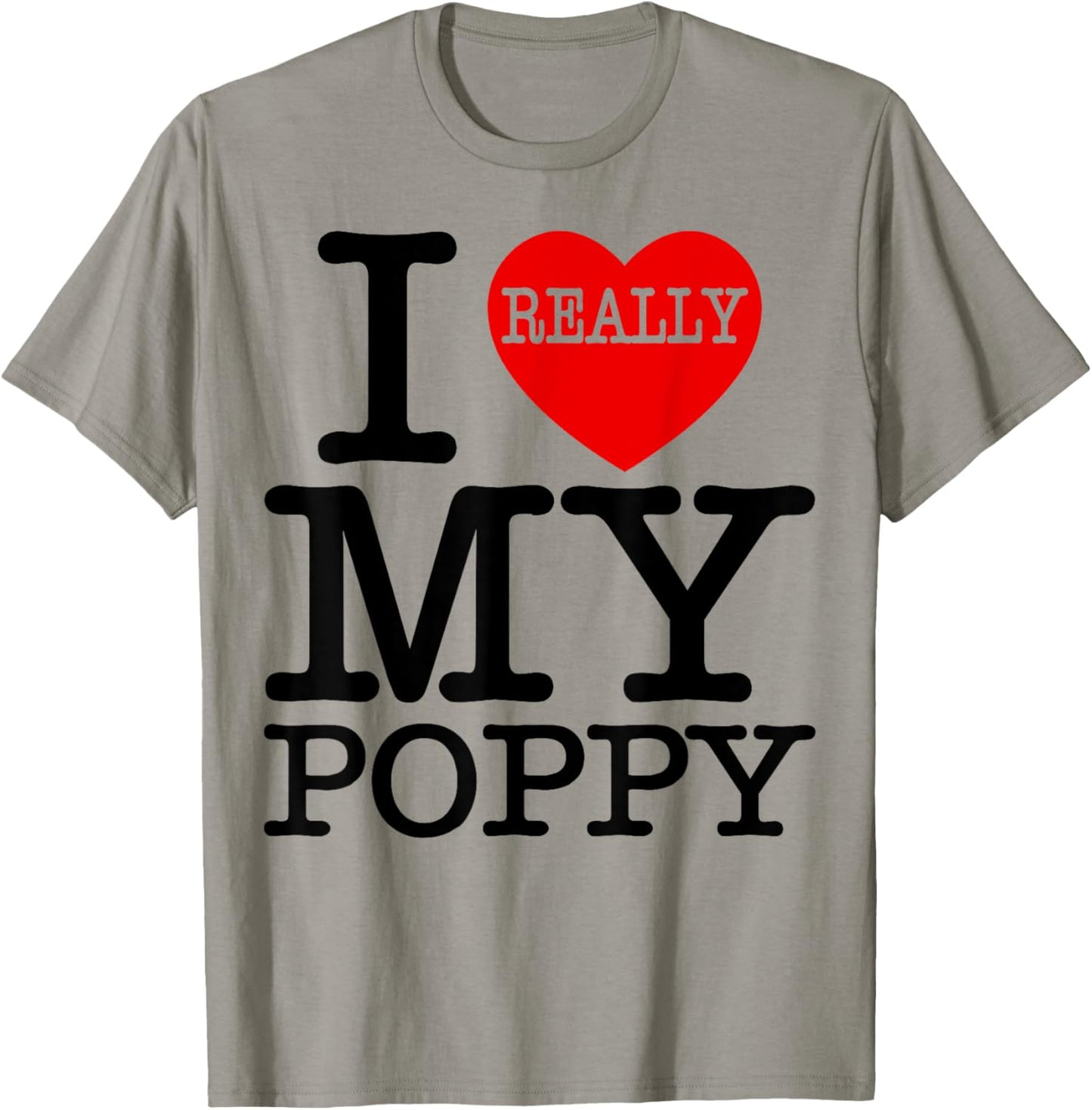 Fun I Heart My Poppy I Love My Poppy Grandpa Grandparent Day T-Shirt - T-Shirt | Sand